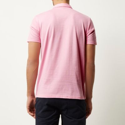 Pink ribbed panel polo shirt